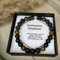 Bransoletka z kamieni naturalnych prezent na dzień dziadka turmalin cytryn Bogactwo Ochrona